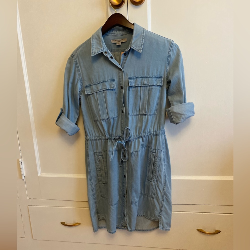 All Saints Millie Denim shirt dress size small